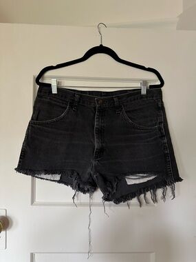 Black Rustler Cut Off Jean Shorts